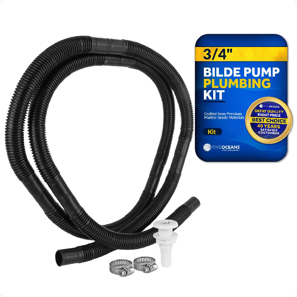 Bilge Pump Plumbing Kit, 7' Black PVC Hose 3/4