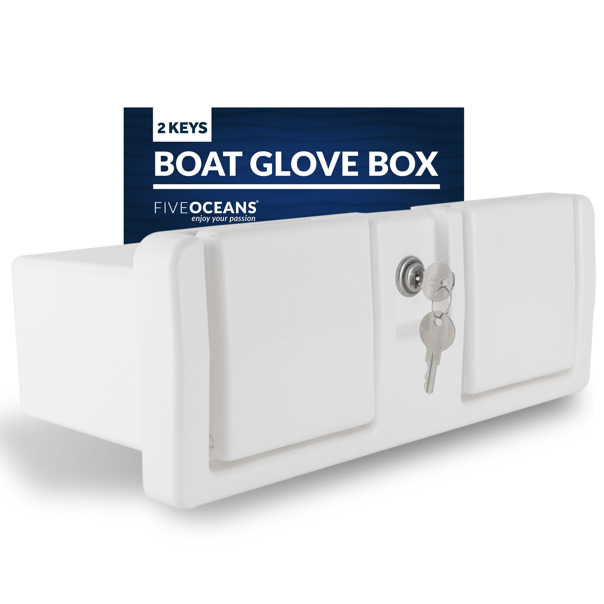 Boat Plastic Glove Box w/ Adjustable Drink Cup Holders 2 Keys,OffWhite