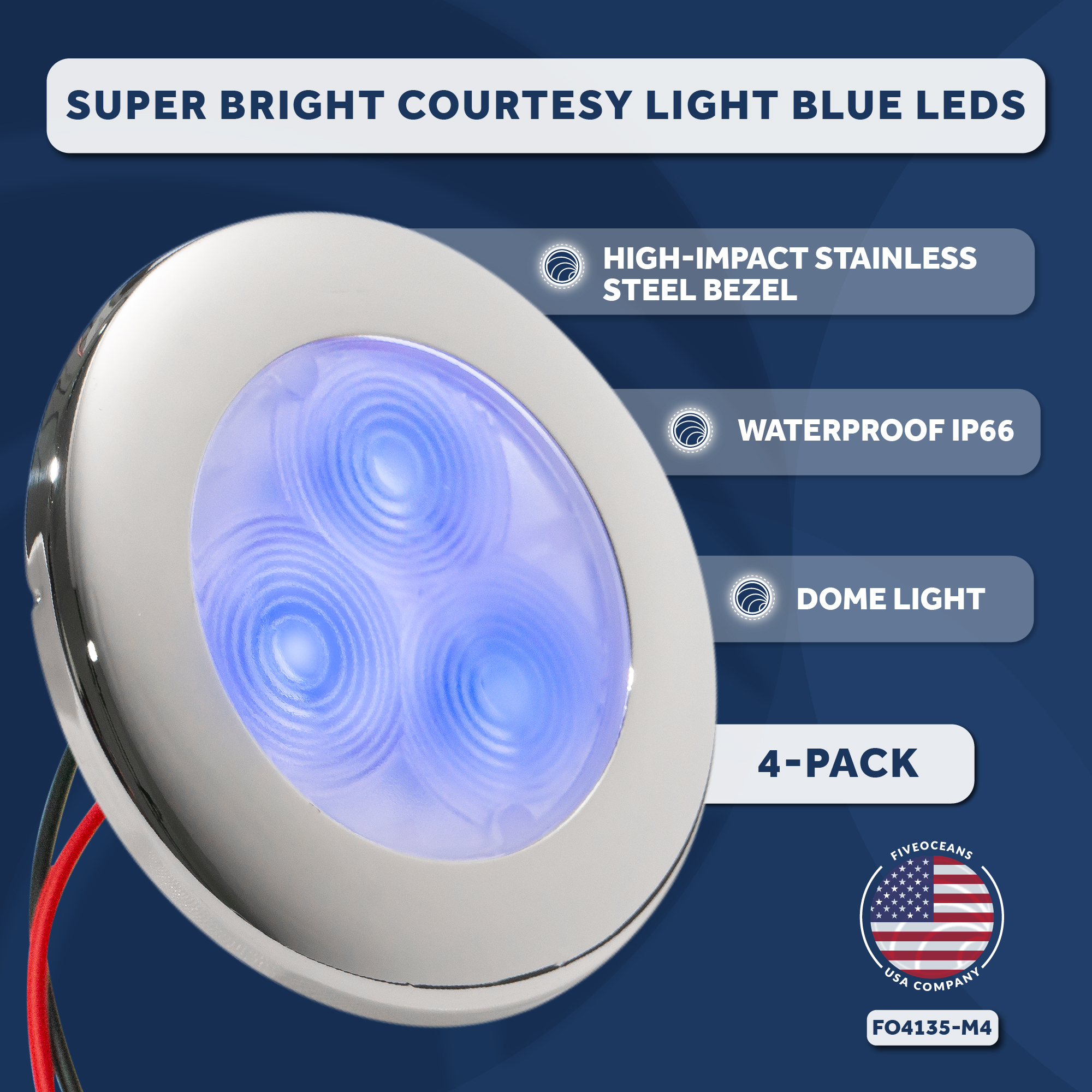 Interior Round LED Flush Mount Ceiling Light, Blue (4 Pack ...
